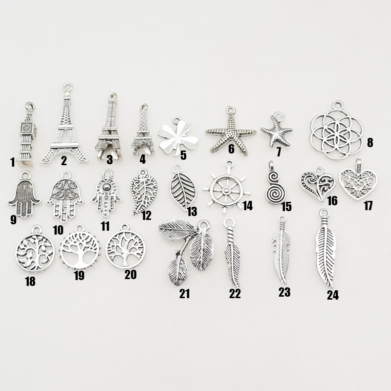 Iron Tower/Palm/life tree/feather hidden silver pendant bracelet necklace pendant DIY accessories