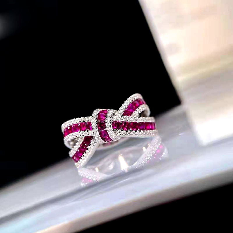 Premium Korean Version Bow Ring, Ribbon Irregular Strip Cross Ring, Light Luxury Fashion Ring_voghion.com