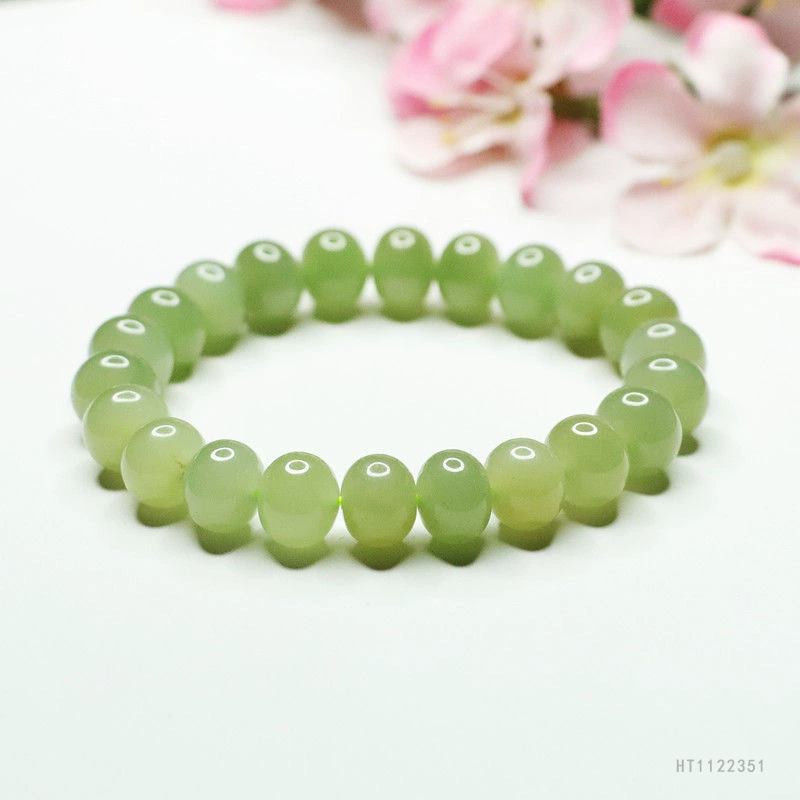 Yiyu Natural Hutian Jade Старые бусинки ручной шампур ясный водный материал браслет нефритовый оптовый выпуск HT1122351
