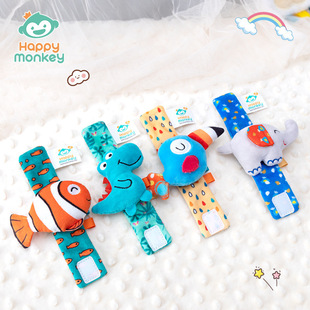 Happy monkey Baby Wrist Band Rattle Toy Baby Cartoon Animal Watch Band Newborn Gift