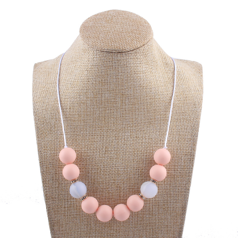Bebé creativo DIY brillante diamante con cuentas COLLAR COLGANTE contraste color cuentas de silicona molienda palo masticable colgante collar