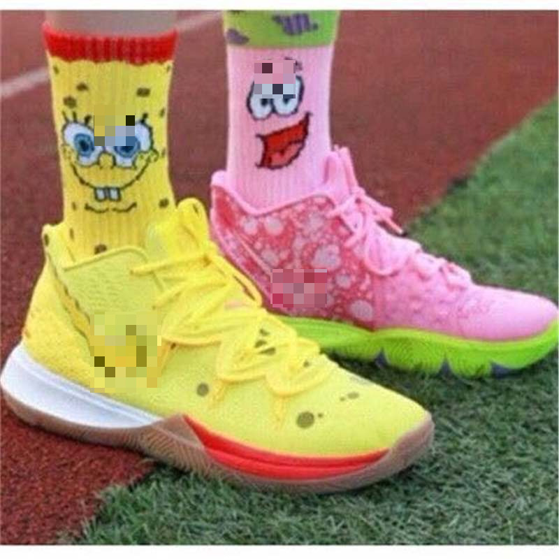 Kyrie 5 Basketball Shoes Spongebob Air Cushion Men's and Women's Practical Smiley Face Wear-Resistant Sports Shoes Cross-Border