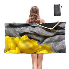 橘色马卡龙早餐速干沙滩巾双面绒印花吸水数码印花自选图片