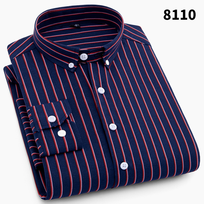 2025 Camisa de solapa de hombre de moda nueva transfronteriza Camisa de hombre de comercio exterior casual de negocios de rayas verticales frescas