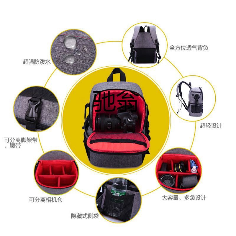 남성과 여성을위한 SCX 더블 숄더 카메라 가방 경량 방수 DSLR 마이크로 단일 야외 사진 가방 레저 패션 사진 카메라