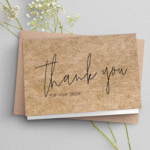 Cross-border Kraft Paper Thank You Card Vintage Thank You Greeting Card Paper Festival Gift Decorative Card