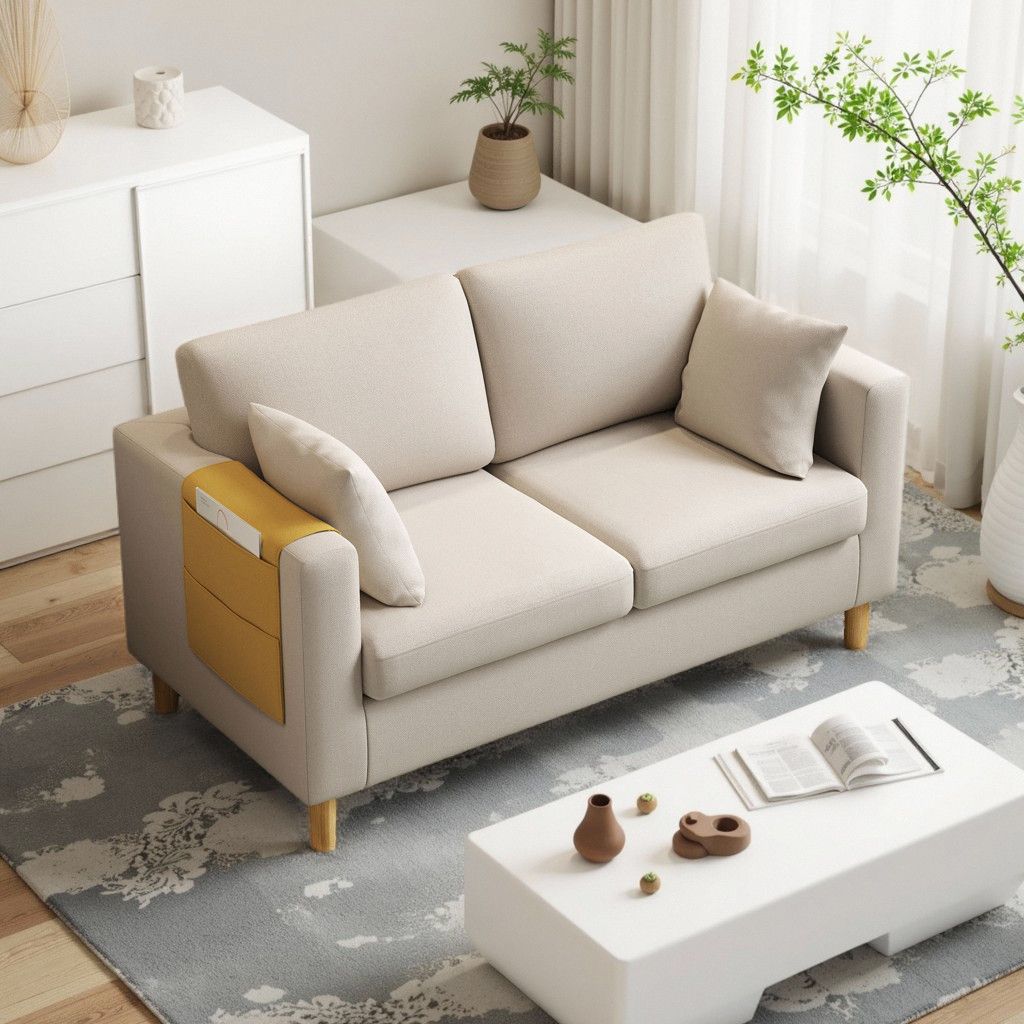 Small Apartment Reclining Storage Double or Triple Living Room Office Bedroom Apartment Rental House Simple Fabric Sofa