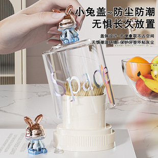 Cartoon Bunny Light Luxury Storage Toothpick Box Toothpick Box Storage Cotton Label Tube Cotton Label Jar Floss Box Household Floss Box