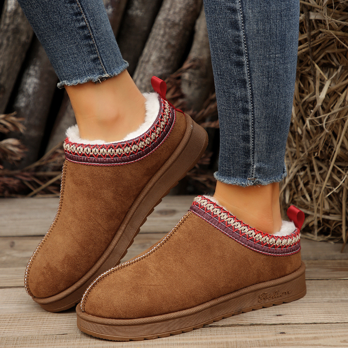 Plus-size cow women's thick sole cotton shoes solid color thick cotton clip fashion simple_voghion.com