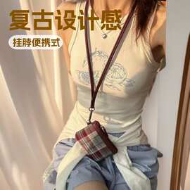 OK公园 小众设计款复古挂脖耳机包百搭迷你挂脖卡包钥匙包男其A23