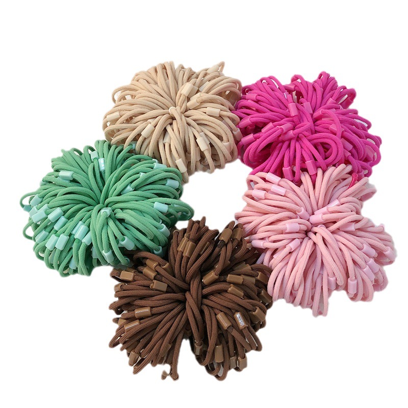 [Pequeño anillo largo con hebilla] DIY niños materiales hechos a mano cuerda de cabeza de alta elasticidad color caramelo no daña correa de cabello tocado