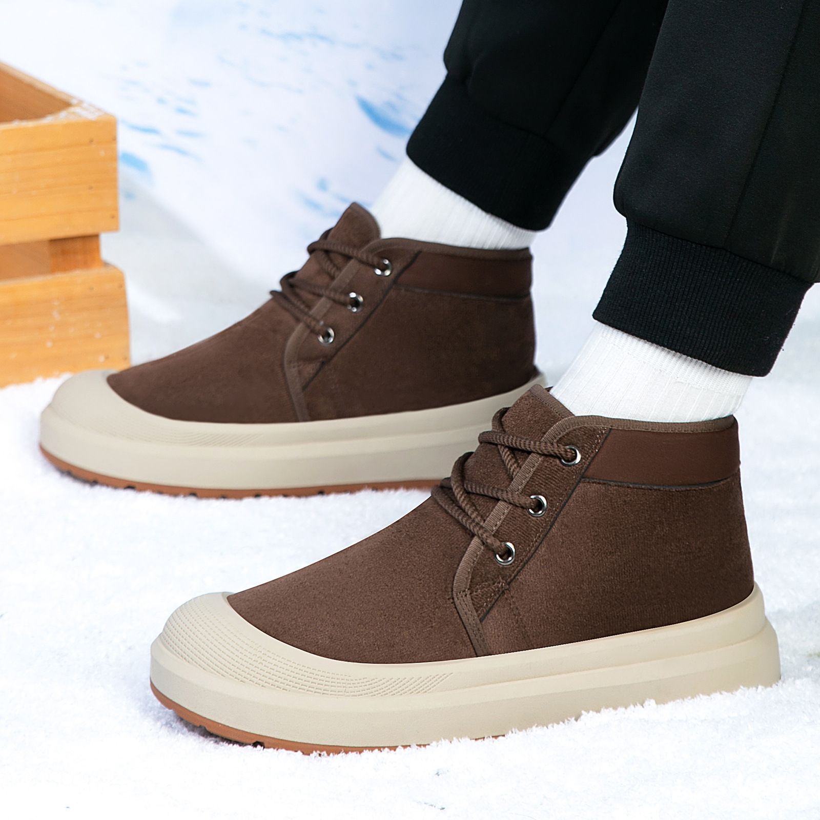 Zapatos de algodón para hombres de invierno nuevos zapatos de hombre una botas de algodón más zapatos casuales de lana gruesa al aire libre zapatos de pan cálidos