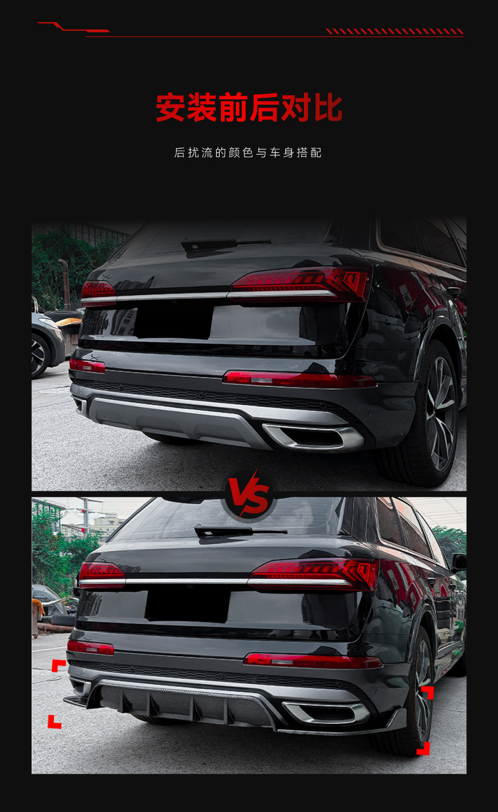 Suitable for 2020-2023 Audi Q7 Sline 4m Dedicated Rear Lip Spoiler Surround Cross-Border Modification Parts