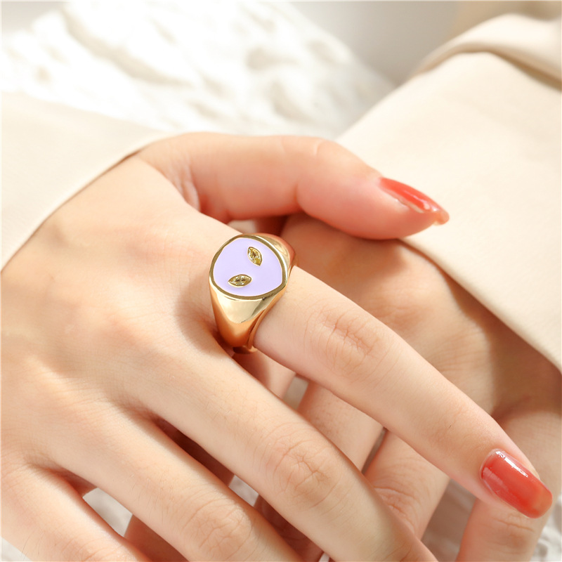 copper dripping oil alien shape open ring wholesale jewelry Nihaojewelry
