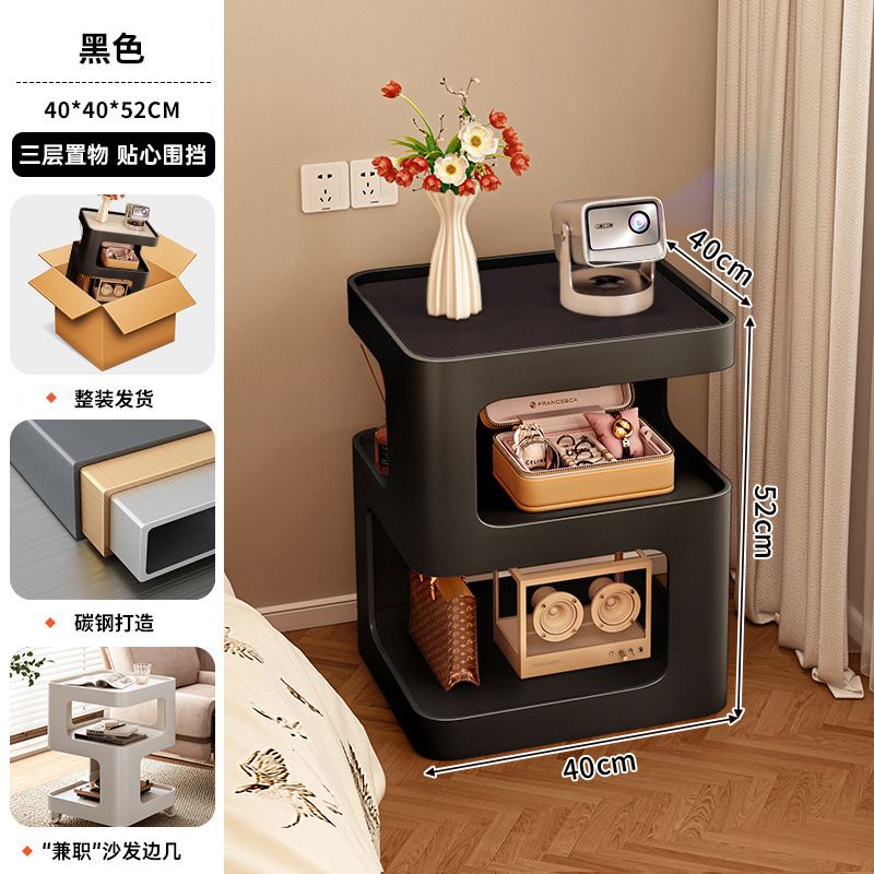 Mesita de noche, dormitorio doméstico, diseño de nicho, alternativas, herraje, arte en hierro, lado móvil creativo, estante de la cama