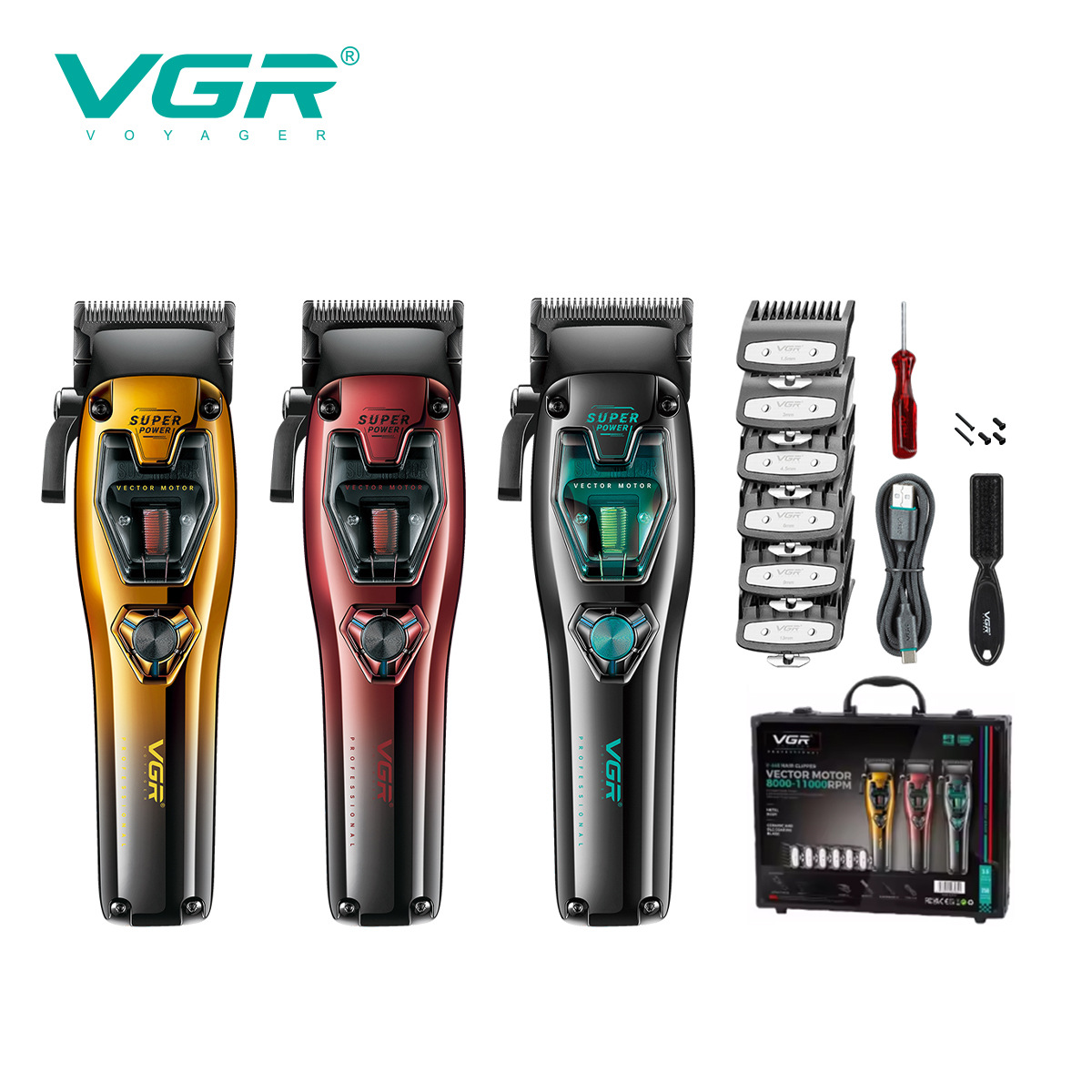 Electric Hair Clipper Intelligent Variable Speed Professional High Speed Brushless Motor 11000RPM Digital Display_voghion.com