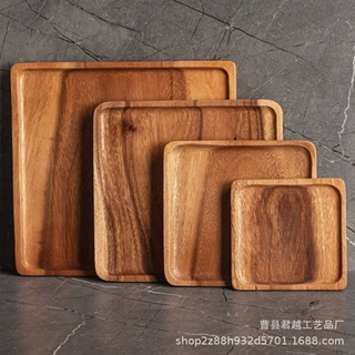 厂家定制复古做旧木制方形托盘 厨房甜品早餐托盘 家用放水杯托盘