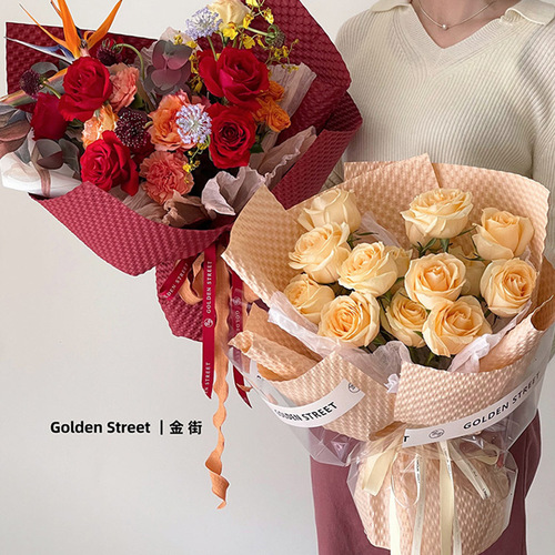 New high-grade waterproof puff three-dimensional embossed paper Fenghua art paper flower bouquet wrapping paper kapok paper floral art