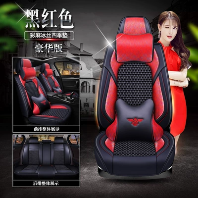 Fick Jeep Free Light Seat cushion, seat cover - colored-linen-ice-silk-black-and-red-luxury-version