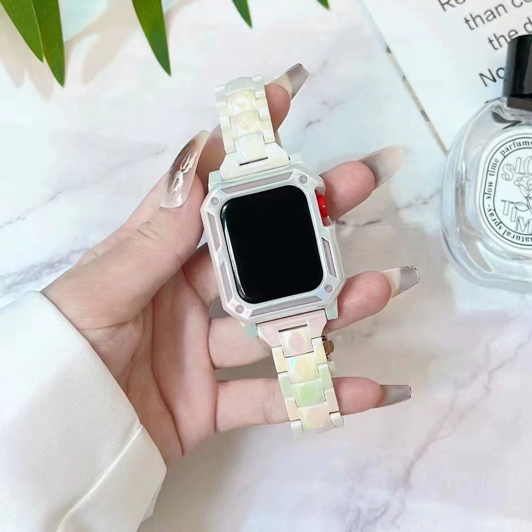 Ремешок Xiaoman с лазерным цветным ледником, подходит для часов Apple с цветным корпусом iWatch7 654321se