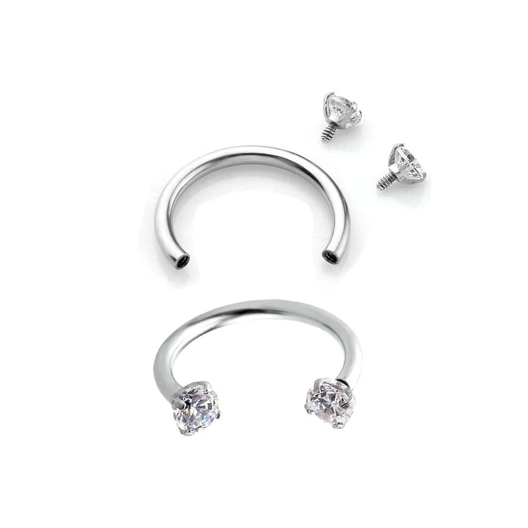 Piercing naso in titanio con ferro di cavallo e zircone_voghion.com