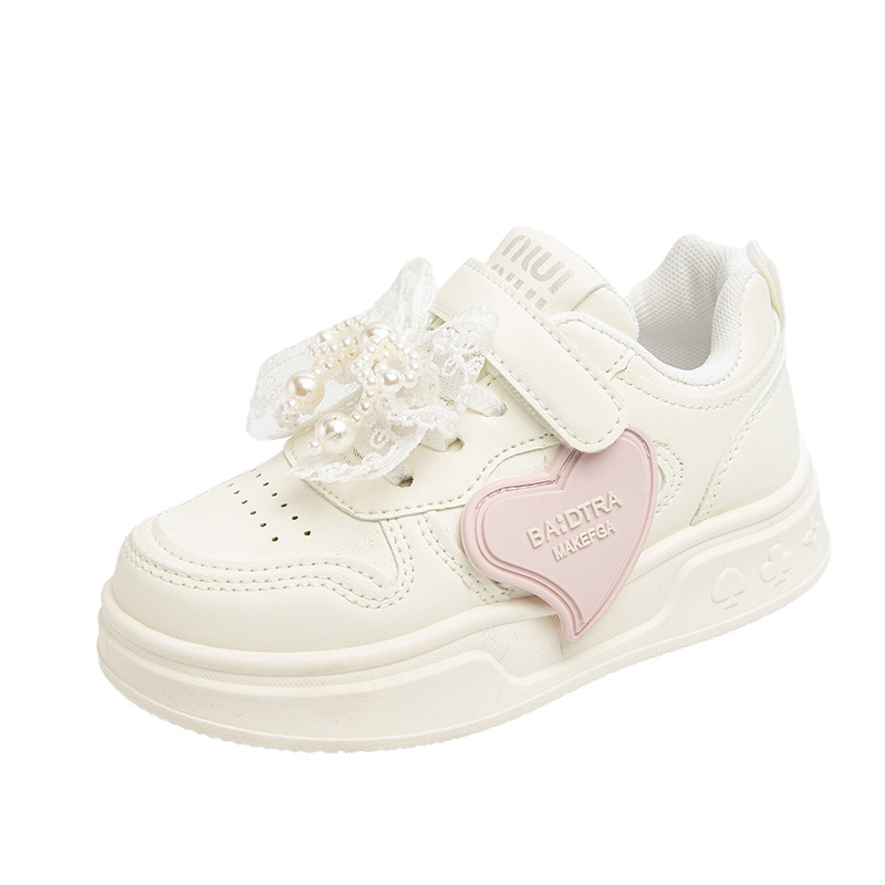 Zapatos blancos de niñas 2025 primavera y otoño nuevos zapatos deportivos infantiles de niñas zapatos de suela suave de malla transpirables zapatos casuales
