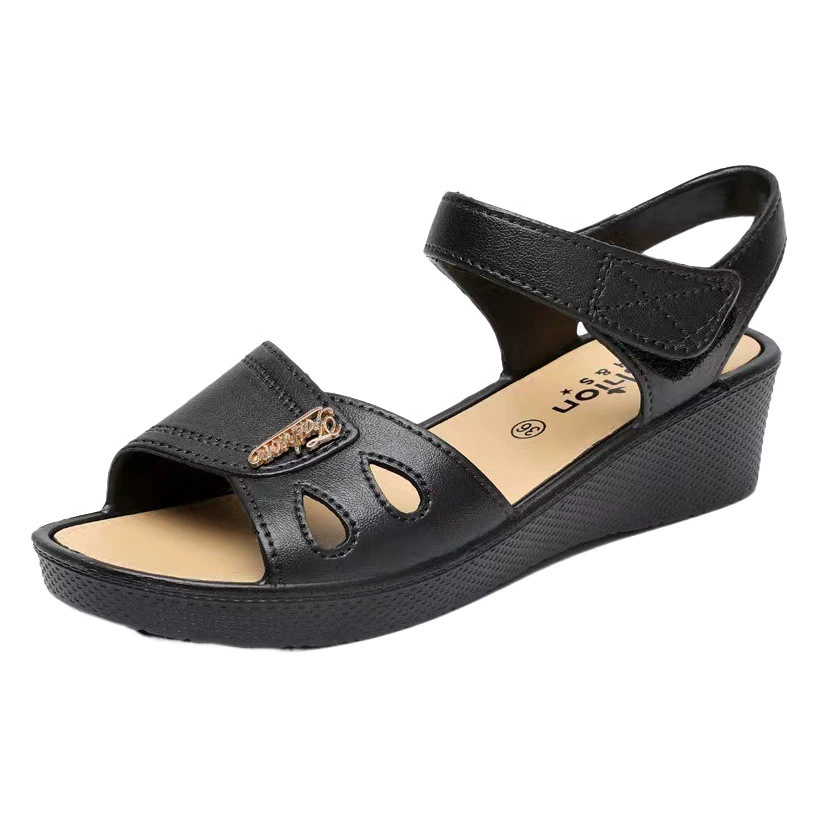 Сандалии на высоком каблуке женские летние увеличенные оптовые фабрики прямые продажи удобная толстая подошва дышащая сетка инфракрасный носить нескользкую пляжную обувь