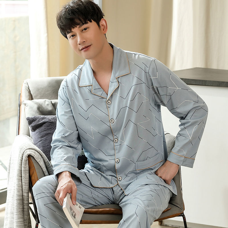 100% primavera y otoño pijamas hombres de algodón de manga larga más tamaño de los hombres casual traje de desgaste para el hogar