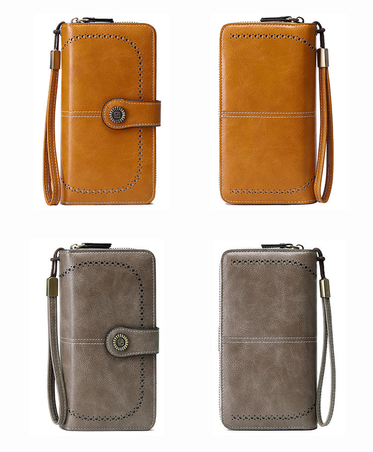 202g Weight Polyester Lining Material Buckle Closure Type Long Wallets Bags Type 1 Piece Quantity Daily Occasion Pu Leather Material RFID Function Solid Color Pattern All Seasons Season Women's Gender Hollow Out Design Retro, Simple Style Style Square Shape Women's Solid Color Pu Leather Buckle Wallets
