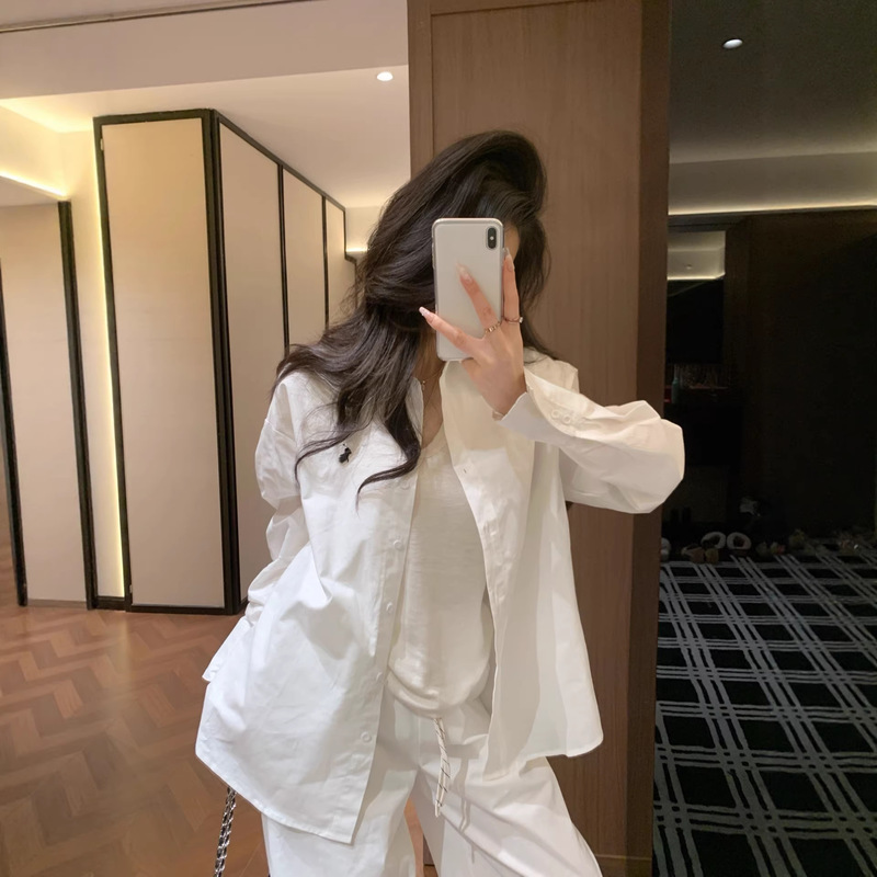 High-Quality Rl Ralph Lauren Embroidered Pony Logo Patchwork Fine Striped Shirt + Casual Trousers Two-Piece Set with a Versatile and Stylish Look