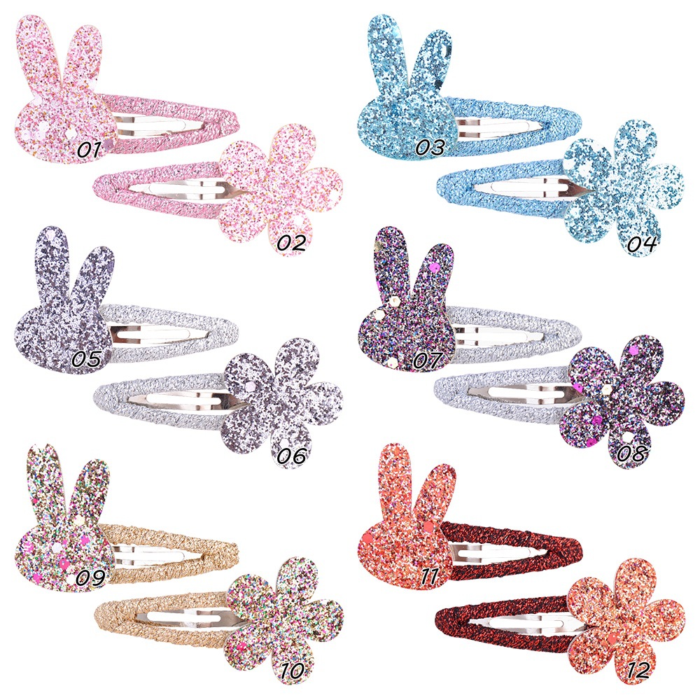 Girl'S Cute Rabbit Flower Non-Woven Bronzing Glitter Hair Clip display picture 1