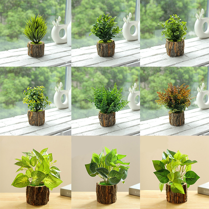 Set de 9 piezas de plantas verdes en maceta D ☆