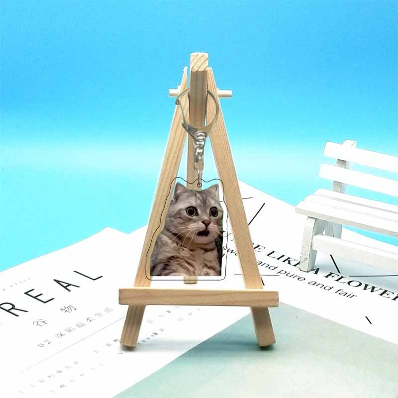 猫ミーム周辺機器面白い抽象的なかわいい面白い表現バッグ装飾アクリルキーホルダーペンダント|undefined