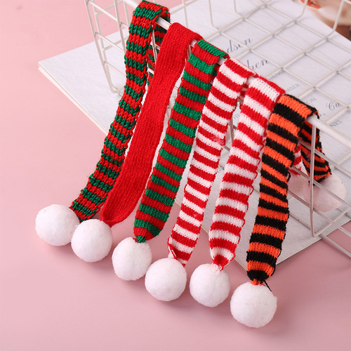 Cross-border knitting yarn mini scarf Christmas pet toy small neckerchief plush teddy bear decorative accessories wholesale