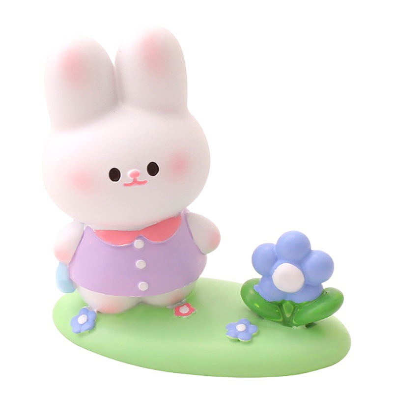 Conejo resina mini decoración muñeca linda chica corazón escritorio muñeca 2023 micro paisaje decoración creativa