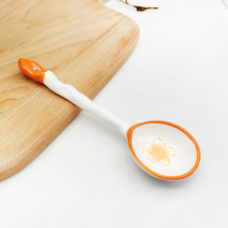 Cucharas de cerámica al por mayor cucharas de alto valor facial cucharas de sopa de mango largo cucharas cucharas dulces cucharas caseras