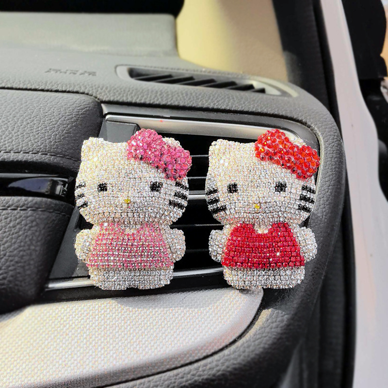 Car-carrying casual sticker diamond-encrusted cartoon KT cat cat body air outlet perfume aromatherapy clip decoration accessories