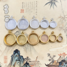 藏式透明双面唐卡吊坠圆形不锈钢玻璃嘎乌盒可打开朱砂瓶吊坠批发