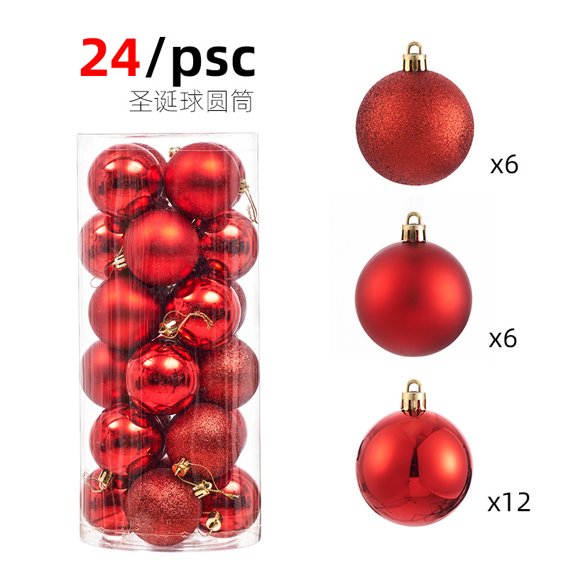 Adornos de Navidad 3/4/6/8cm24 juego de bolas de Navidad bolas de colores bolas de plástico galvanizado colgante de árbol de Navidad