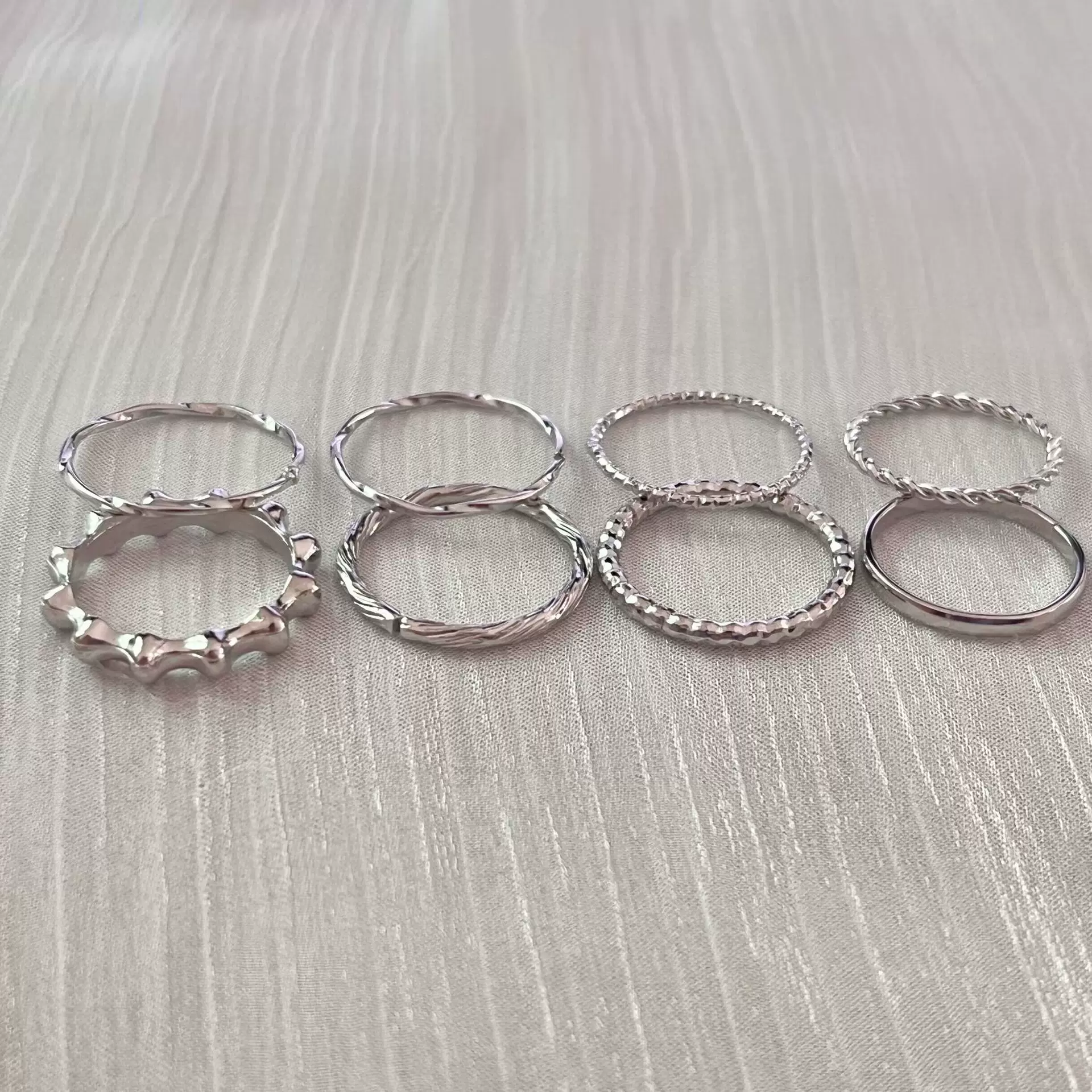 欧美专供跨境ins风冷淡个性素圈 新款套装戒指女创意可调节关节环