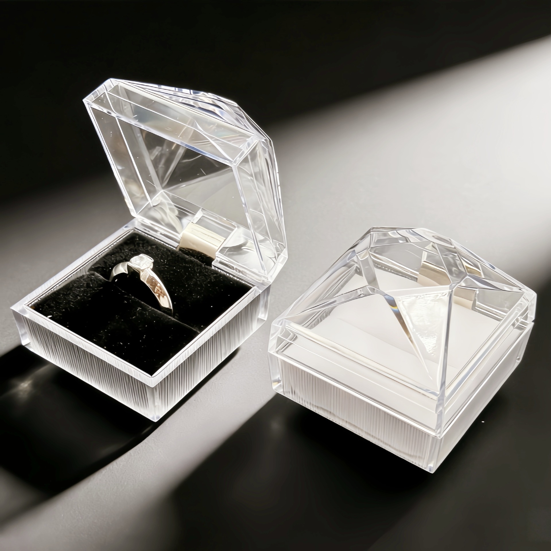 CIFI Factory Caja de almacenamiento de cristal transparente acrílico Par de pendientes Caja de anillo Jewelry Flip Embalaje Joyero