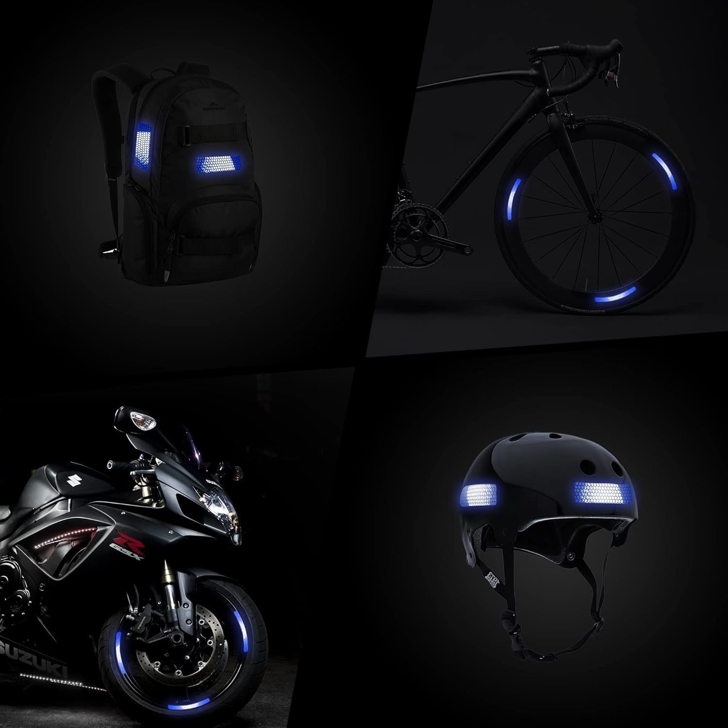Amazon pegatinas reflectantes para bicicletas de alta visibilidad para cascos de automóviles para motocicletas pegatinas reflectantes de seguridad nocturna