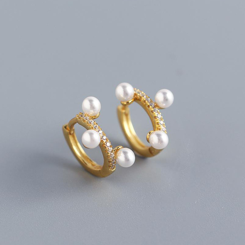 Korean fashion diamondstudded pearl earrings ear jewelrypicture13