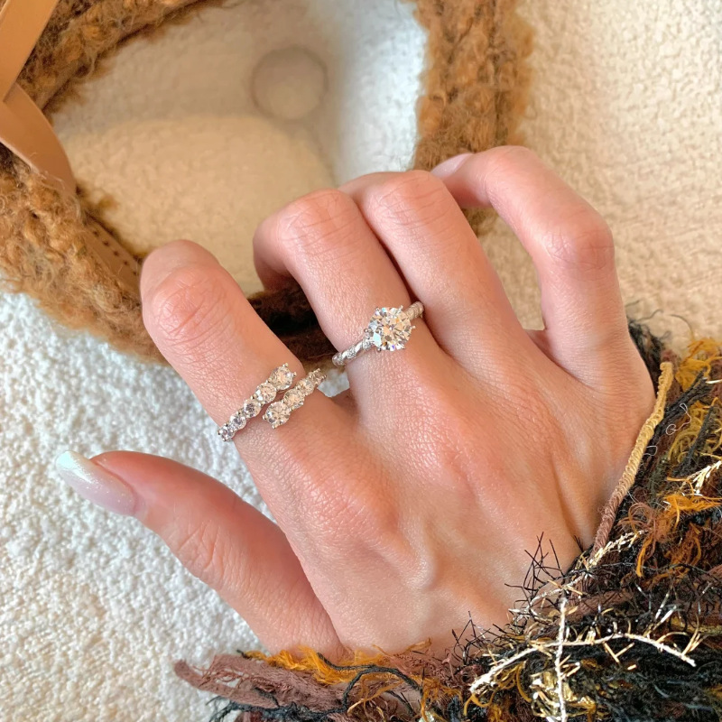 Vintage open ring met geborsteld zirconia voor dames exclusief_voghion.com