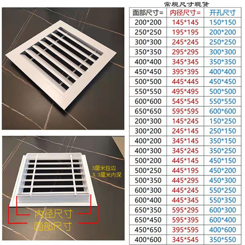 Aluminum alloy radiator guard, return air and rain louvers, underfloor heating decorative louvers, air conditioner outlet