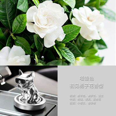 Creative Car Perfume Shaking Head Sunglasses Dog Car Aromatherapy Ornaments Car Interior Decorations Bulldog Ornaments Dolls (Car Perfume Aromatherapy) - matt-silver-gardenia-scent