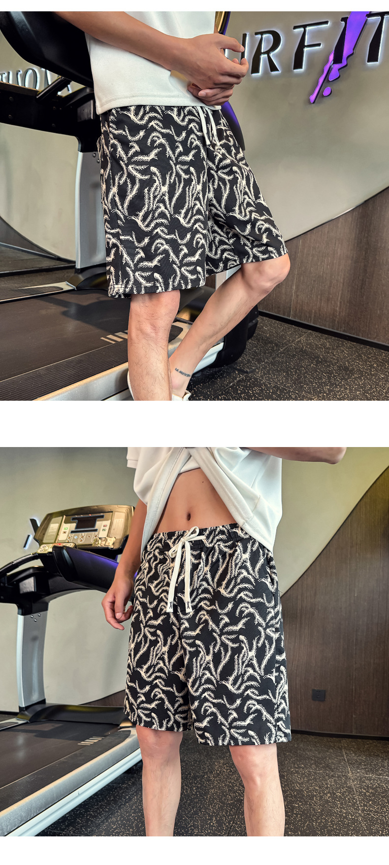 Men's Summer Printed Fashion Shorts Casual Straight Leg High End Style Loose Fitting Athletic Capri Pants Outerwear Beach Shorts_viptrois.com