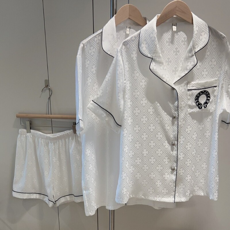 Men's Pajamas, Ice Silk Pajamas, Men's Summer Thin Pajamas, Jacquard Embroidery Trendy Fashion Light Luxury Couple Pajamas Men's Pajamas, Ice Silk Pajamas, Men's Summer Thin Pajamas, Jacquard Embroidery Trendy Fashion Light Luxury Couple Pajamas