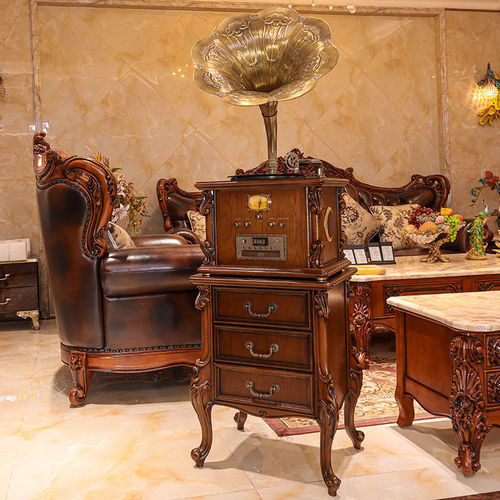 American Retro Record Player Classical Turntable Antiqued Wooden European Living Room Tea Room Big Speaker Audio
