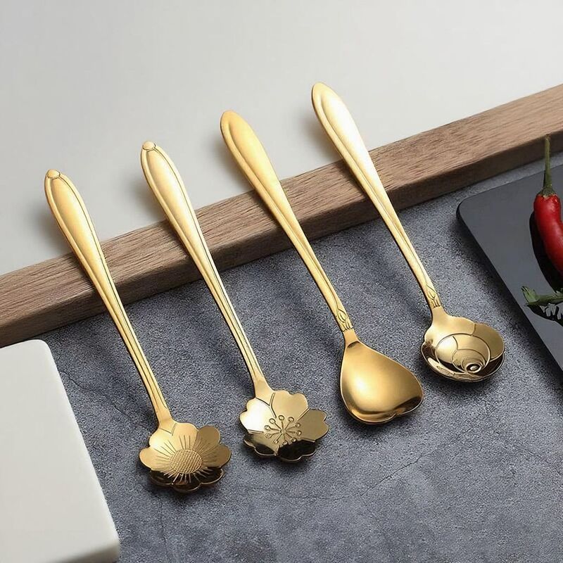 Honey Bird's Nest Golden Cherry Blossom Spoon Dessert Spoon Gift Spoon Mixing Spoon Pet Feed Spoon Wedding Souvenir Small Spoon Honey Bird's Nest Golden Cherry Blossom Spoon Dessert Spoon Gift Spoon Mixing Spoon Pet Feed Spoon Wedding Souvenir Small Spoon